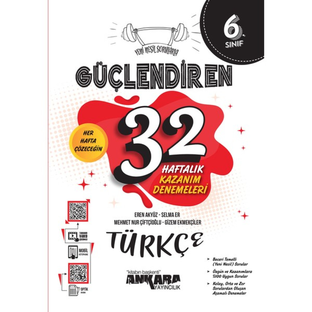 Ankara Yayıncılık 6. Sınıf Güçlendiren 32 Haftalık Türkçe Kazanım Tüm Dersler Fiyatı