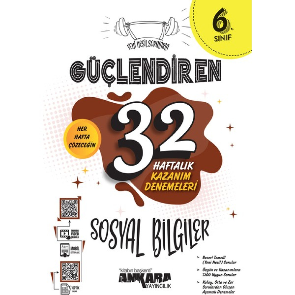 Ankara Yayıncılık 6.sınıf Güçlendiren 32 Haftalık Sosyal Bilgiler Tüm Dersler Fiyatı