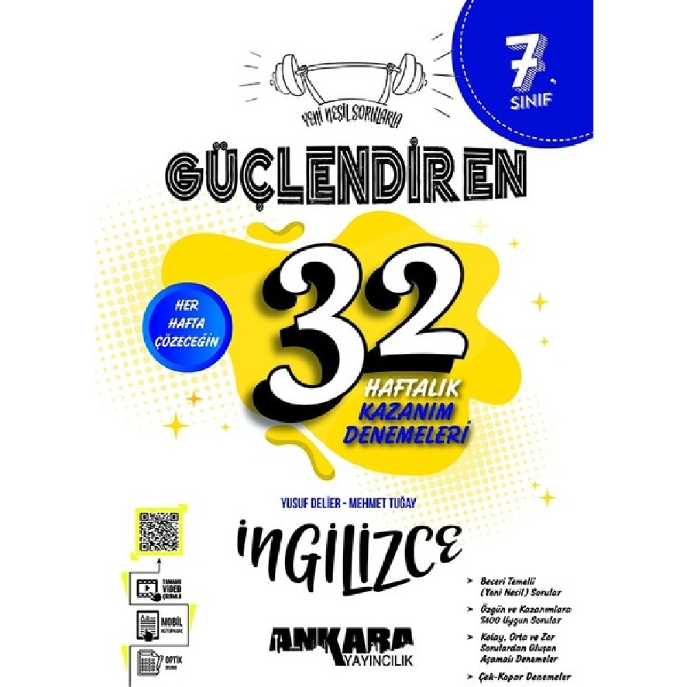 Ankara Yayıncılık 7. Sınıf Güçlendiren 32 Haftalık İngilizce Kazanım Denemeleri Kaynak Kitapları Fiyatı