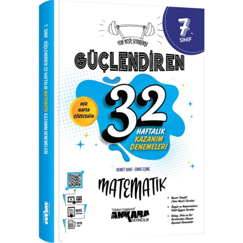 Ankara Yayıncılık 7. Sınıf Güçlendiren 32 Haftalık Matematik Kaza Tüm Dersler Fiyatı