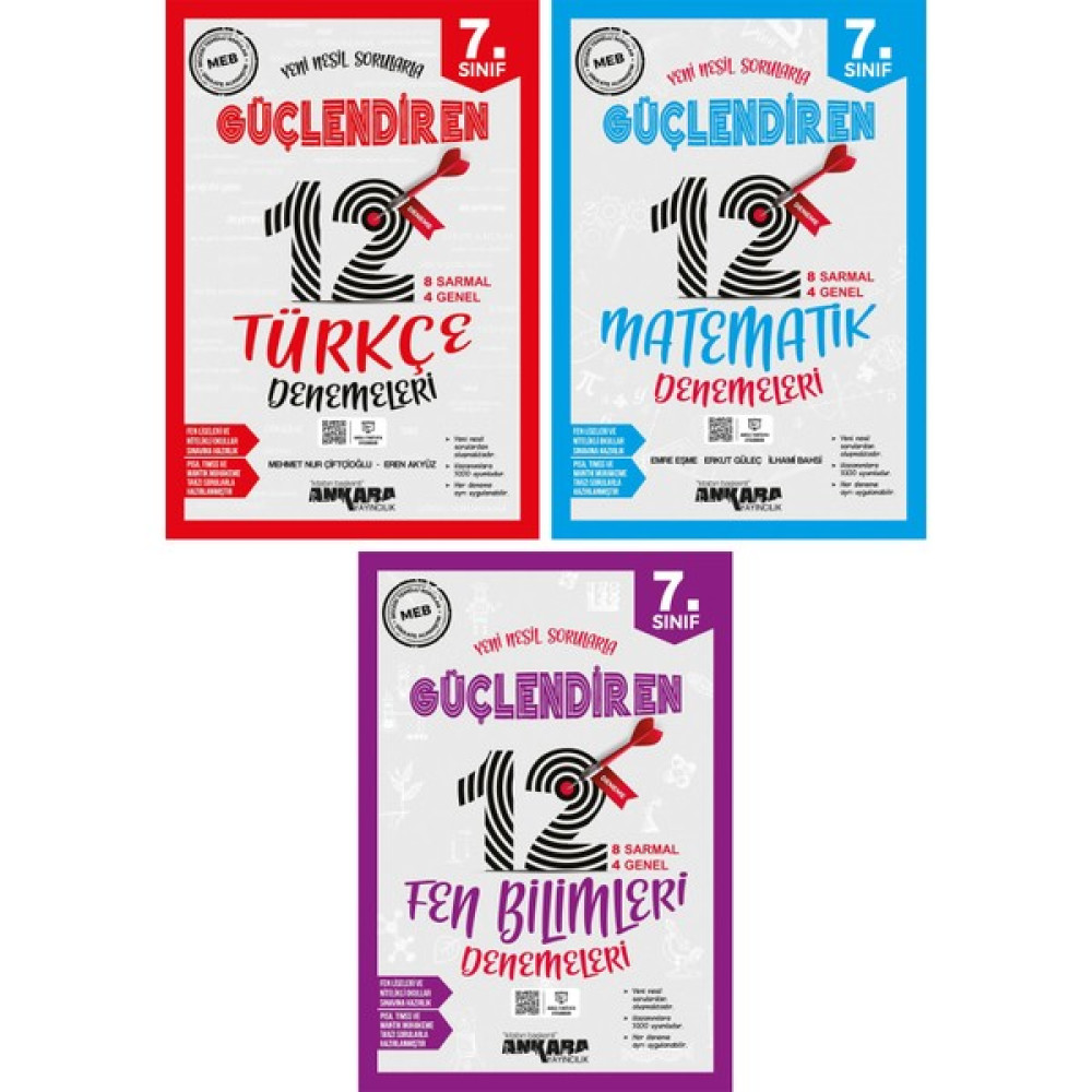 Ankara Yayıncılık 7. Sınıf Türkçe Matematik Fen Güçlendiren Deneme Seti Ankara Tüm Dersler Fiyatı