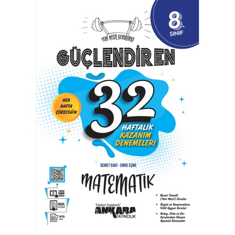 Ankara Yayıncılık 8. Sınıf Güçlendiren 32 Haftalık Matematik Kazanım Denemeleri Kaynak Kitapları Fiyatı