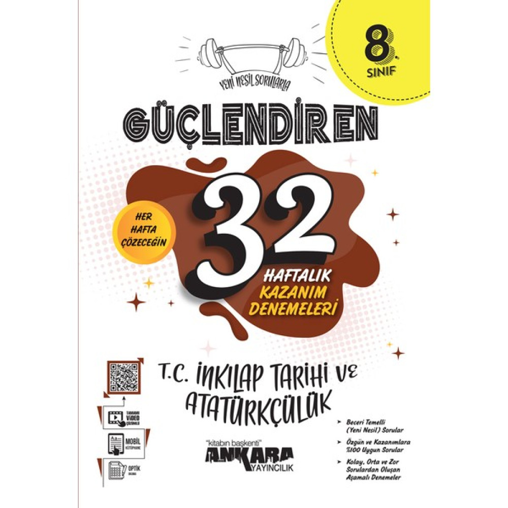 Ankara Yayıncılık 8. Sınıf Güçlendiren 32 Haftalık T.c Inkılap Tarihi ve Atatürkçülük Kazanım Denemeleri Kaynak Kitapları Fiyatı