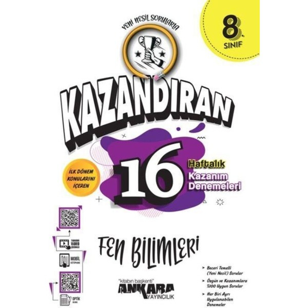 Ankara Yayıncılık 8. Sınıf Lgs Fen Bilimleri Kazandıran 16 Haftalık Kazanım Denemeleri Ankara Yayıncılık Kaynak Kitapları Fiyatı