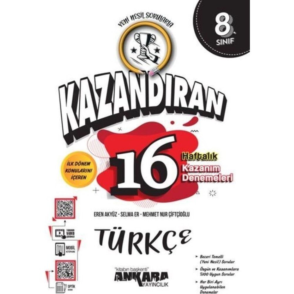 Ankara Yayıncılık 8. Sınıf Lgs Türkçe Kazandıran 16 Haftalık Kazanım Denemeleri Ankara Yayıncılık Kaynak Kitapları Fiyatı