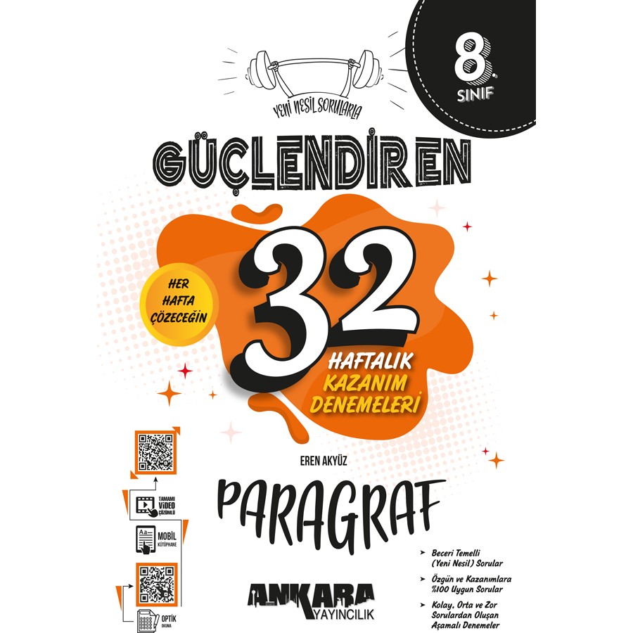 Ankara Yayıncılık 8.Sınıf Güçlendiren 32 Haftalık Paragraf Kazanım Denemeleri Kaynak Kitapları Fiyatı