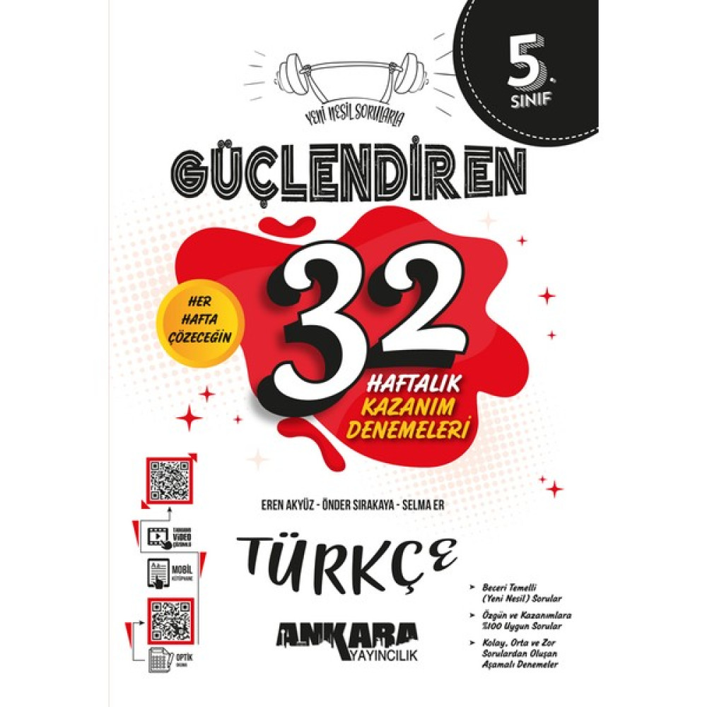 Ankara Yayıncılık Ankara 5. Sınıf Türkçe Güçlendiren 32 Haftalık Deneme 2023 Kaynak Kitapları Fiyatı