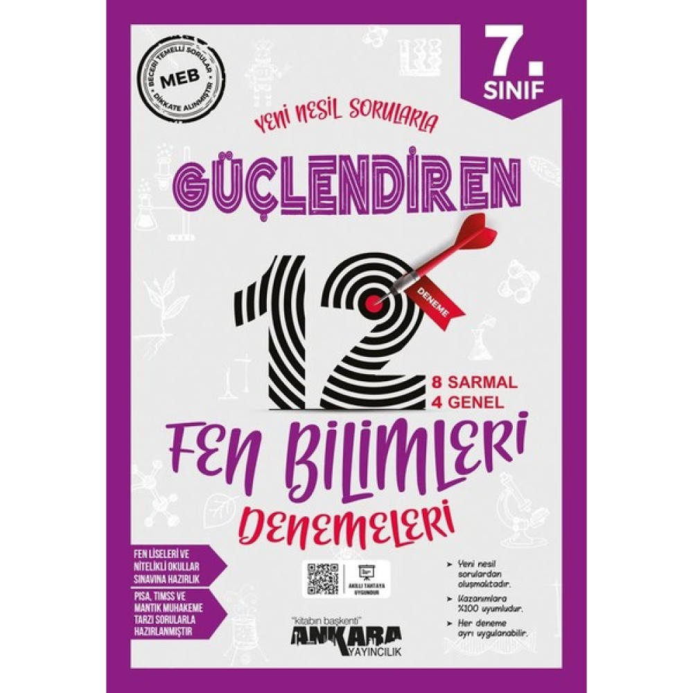 Ankara Yayıncılık Ankara 7.sınıf Güçlendiren Fen Bilimleri 12 Deneme Sınavı Kaynak Kitapları Fiyatı