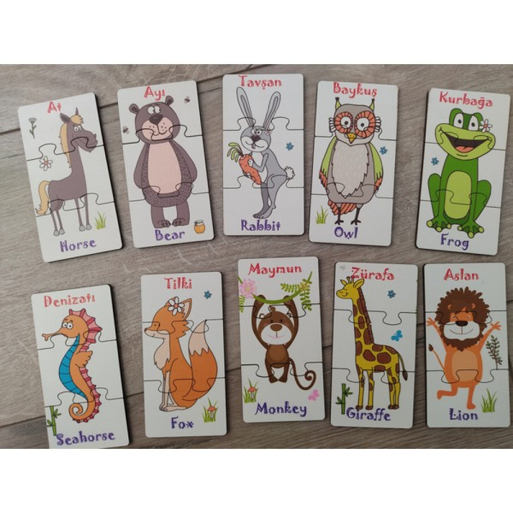 Ankebut Hayvanlar 3lü Ahşap Renkli Puzzle 10 Parça Bebek Oyuncakları Fiyatı
