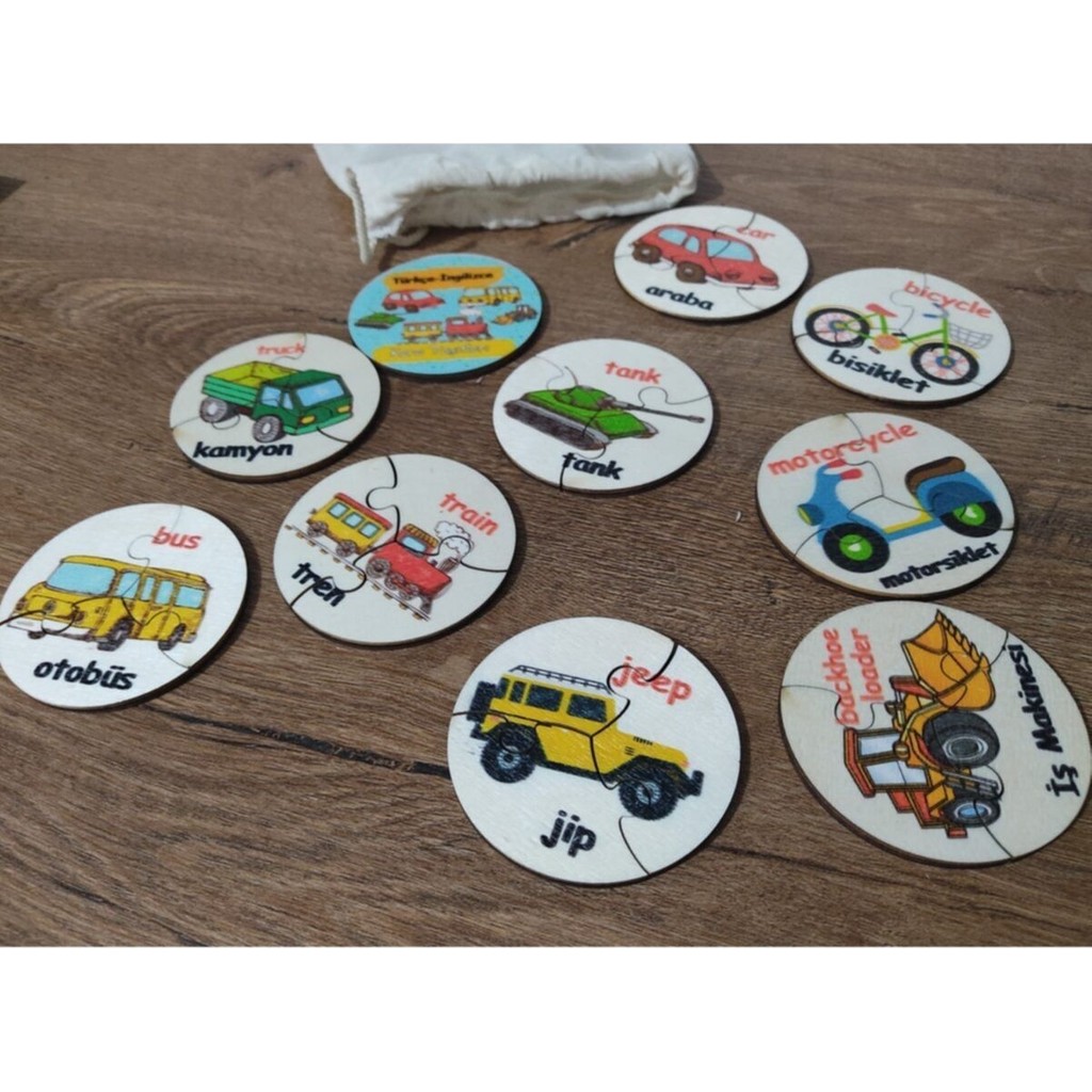 Ankebut Kara Araçları 3lü Puzzle Türkçe Ingilizce Renkli Bebek Oyuncakları Fiyatı
