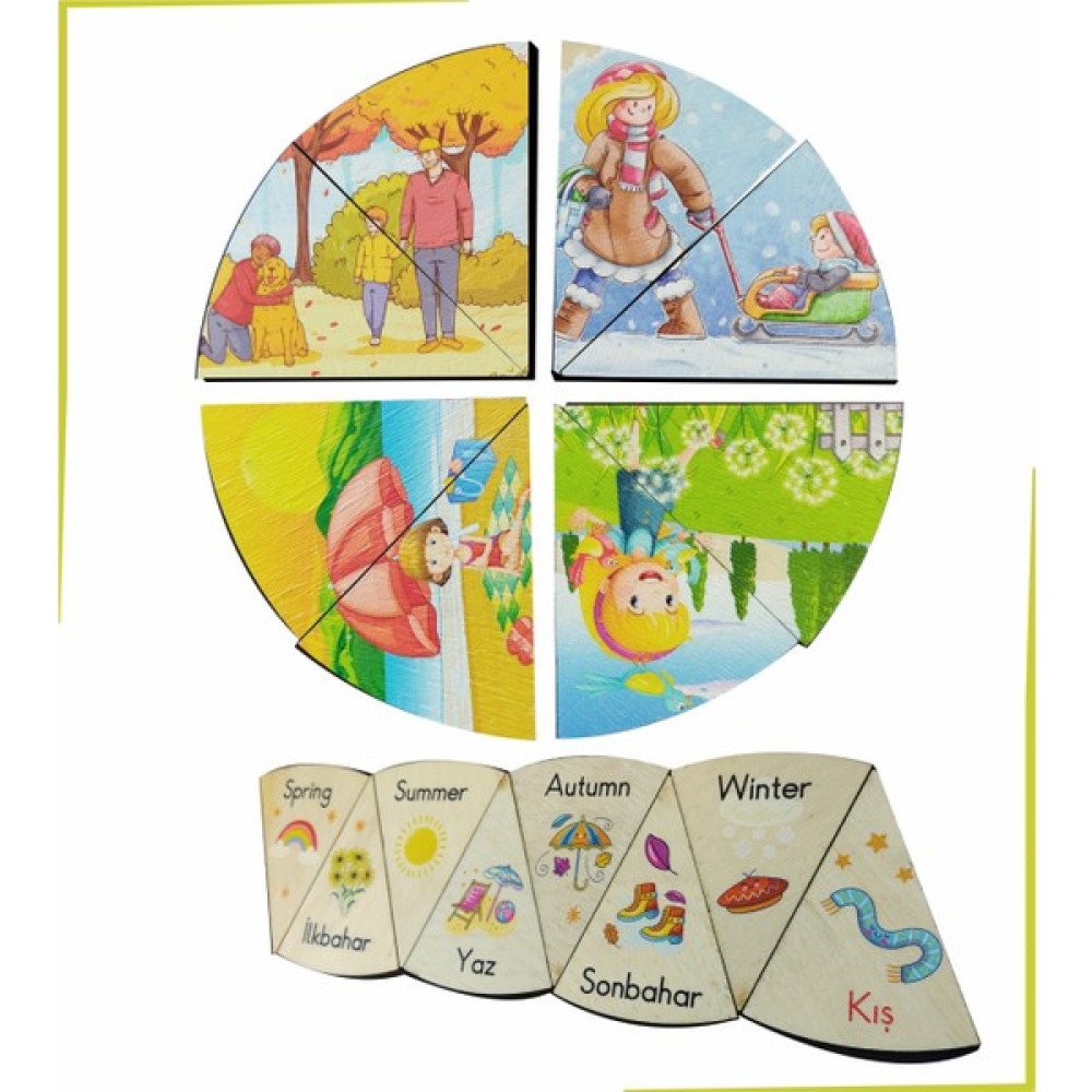 Ankebut Türkçe Ingilizce Mevsimler ve Özelliklerini Öğreniyorum Ahşap Renkli Çift Taraflı Yapboz Puzzle Bebek Oyuncakları Fiyatı