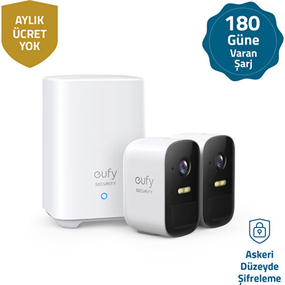 Anker Eufy Security Eufycam 2C Kablosuz Akıllı Güvenlik ve 1080p Kamera Sistemi 2 Kamera 1 Ana Ünite Kiti - Apple HomeKit Uyumlu T8831 (Anker Türki... Güvenlik Kameraları Fiyatı