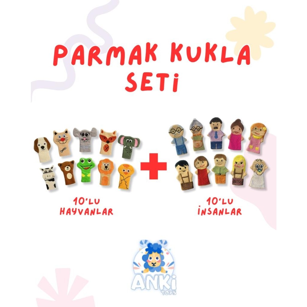 Anki Toys Insanlar ve Hayvanlar Parmak Kukla Seti 20'li - 8 cm - Çok Renkli Diğer Fiyatı