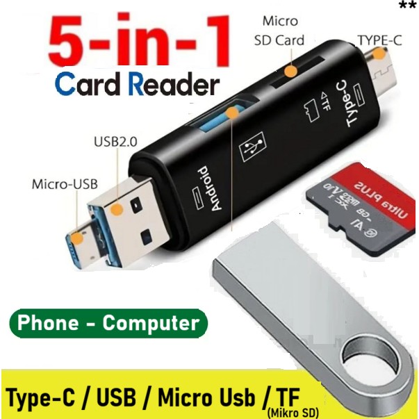 Anktek 5'i 1 Arada Usb/micro Usb/type C Çıkışlı Micro Sd Kart Okuyucu Otg Çevirici Bilgisayar Çevirici ve Adaptörü Fiyatı