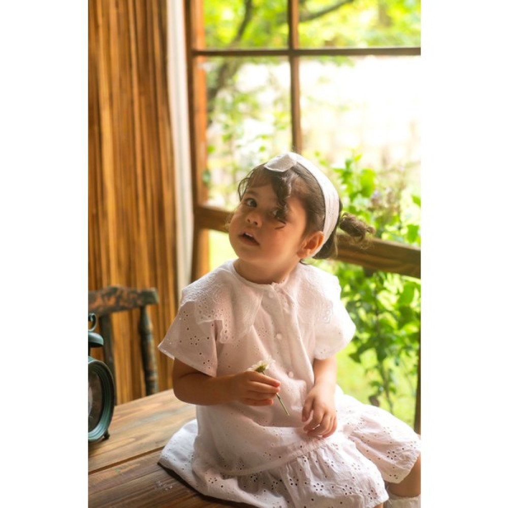 Anna Kiddy Fistolu Yakalı Beyaz Kız Bebek Elbise Bebek Elbisesi Fiyatı