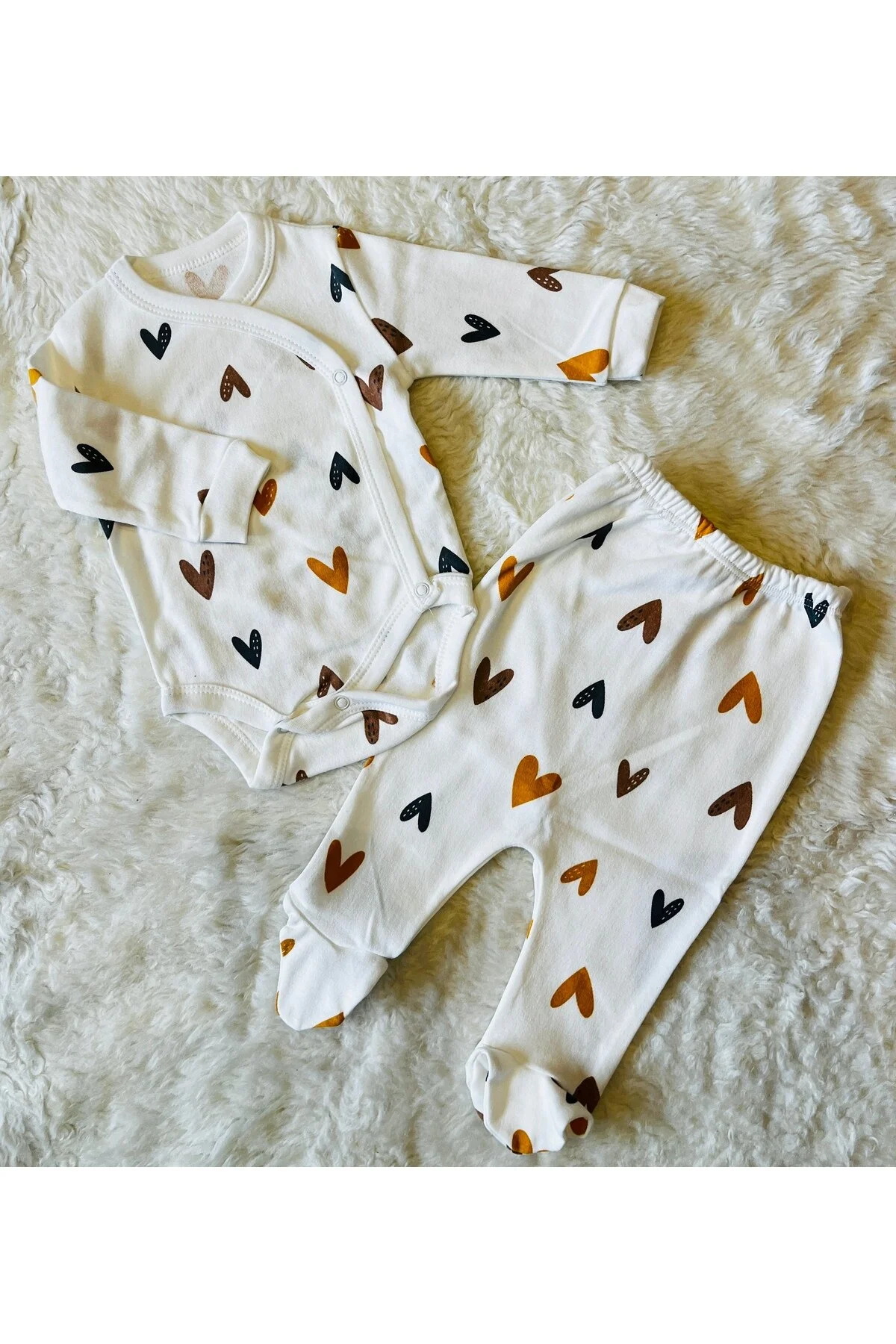 anne dokunuşu gibi KUZUM BEBE Yenidoğan Organik Pamuk 2’li Kız Erkek Bebek Takım 6-9 AY Beden" Bebek Body Fiyatı