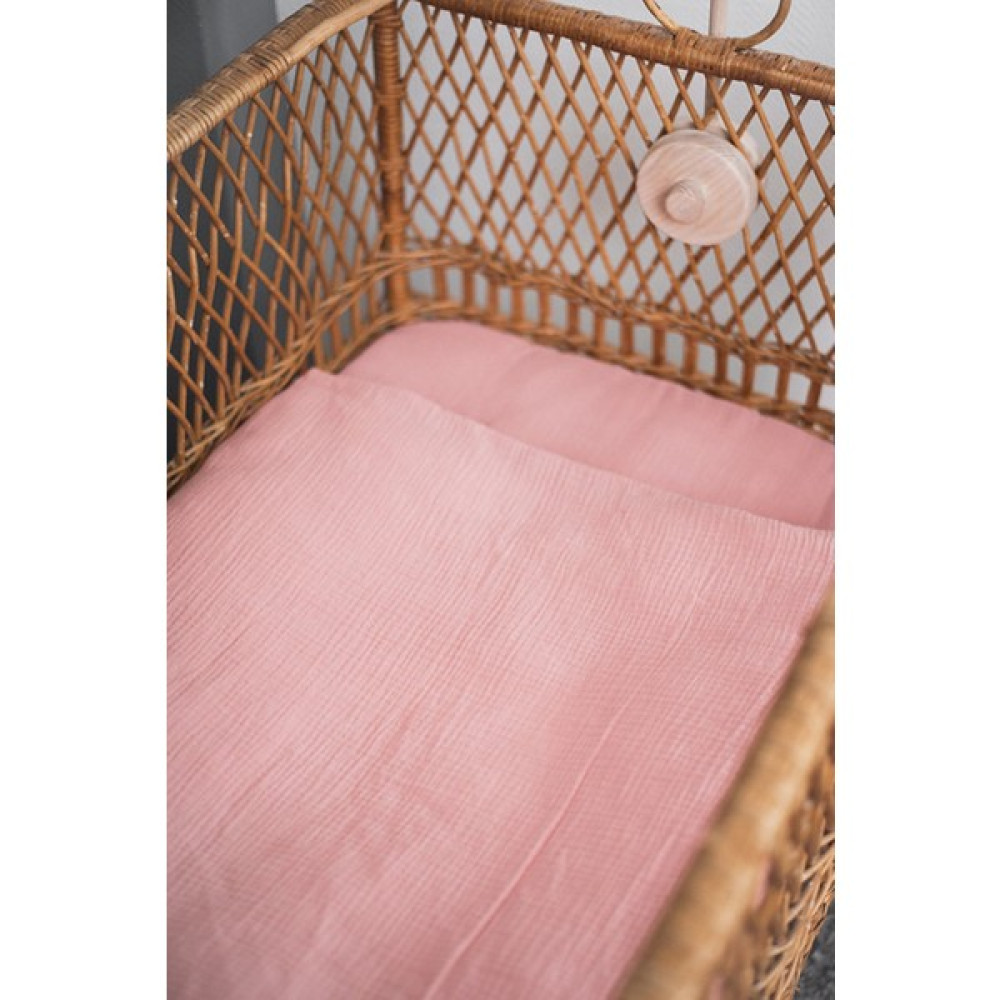 Anne Sesi Bürümcük Müslin Bebek Nevresim Takımı %100 Pamuk - 60 x 120 cm - Pudra Bebek Nevresim Takımı Fiyatı