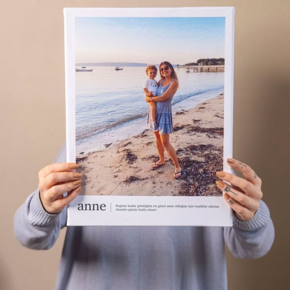 Anneye Hediye Fotoğraf ve Mesajlı Kanvas Tablo - 30x40