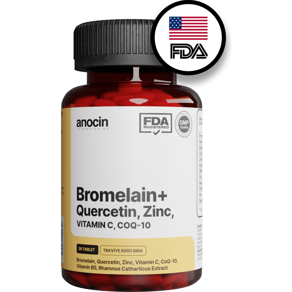 Anocin Bromelain Ananas +Quercetin +Zinc + Coq-10 + Vitamin C Süper Bromelain Formül - -- Diğer Fiyatı