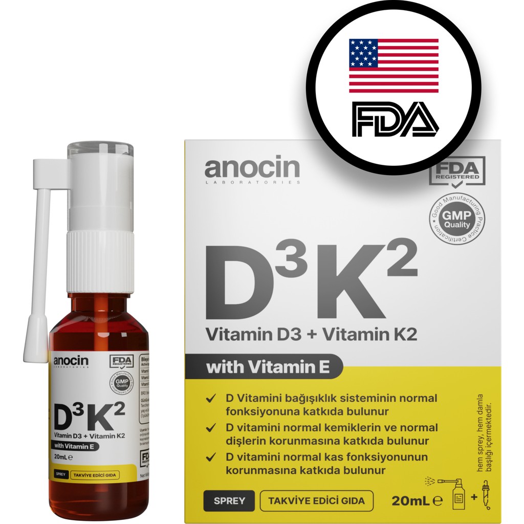 Anocin D3K2 Vitamin D3 ve K2 Damla Takviye Edici Gıda 20 ml Sıvı İçerik ile FDA Onaylı Diğer Fiyatı