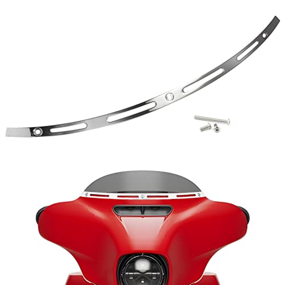 ANONEMOTO Slotted Windshield Trim Chrome Stainless Windscreen Trim Compatible for Harley 2014-2024 Touring Ultra Limited Street Glide Electra Glide Tri Glide CNC Cut