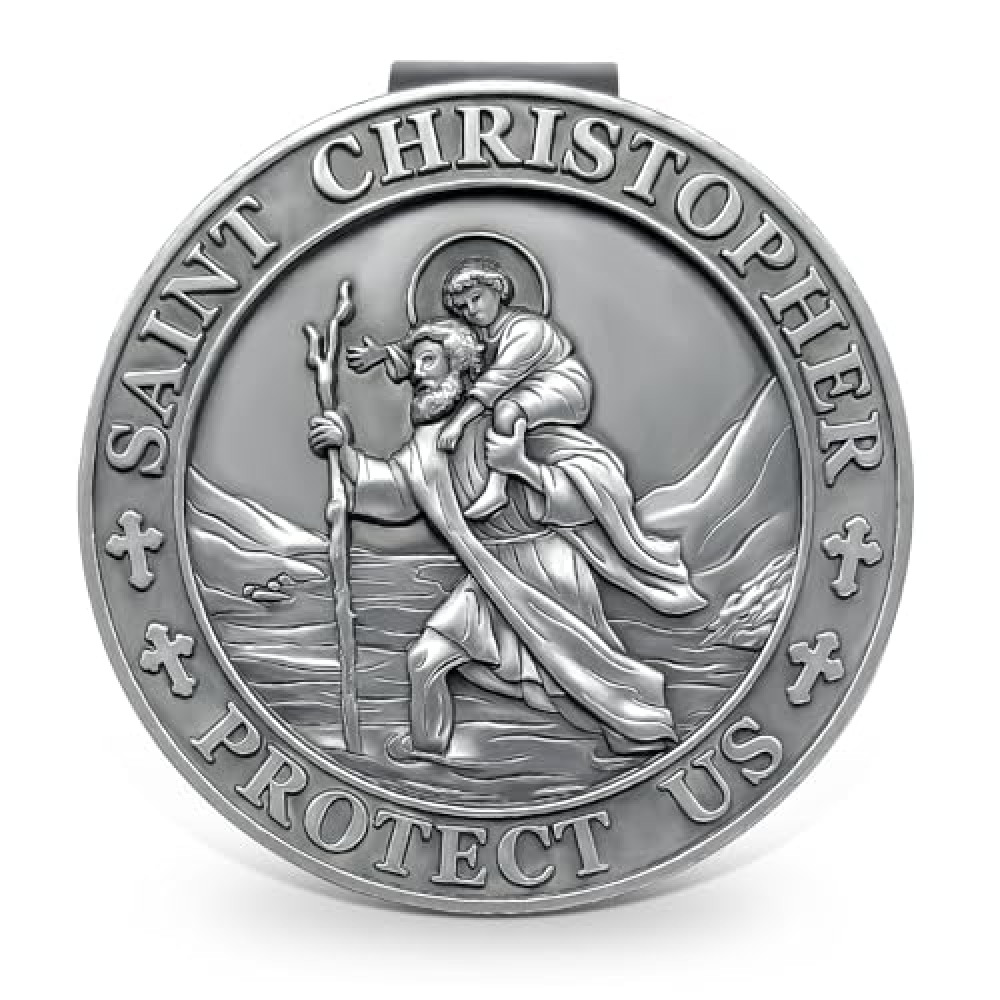 ANOWVI Saint Christopher Medal for Car, Visor Clips for Cars, St Christopher Medal for Car Visor, Gift for Drivers, Car Travel Accessories for Long Trips Families, Friends
