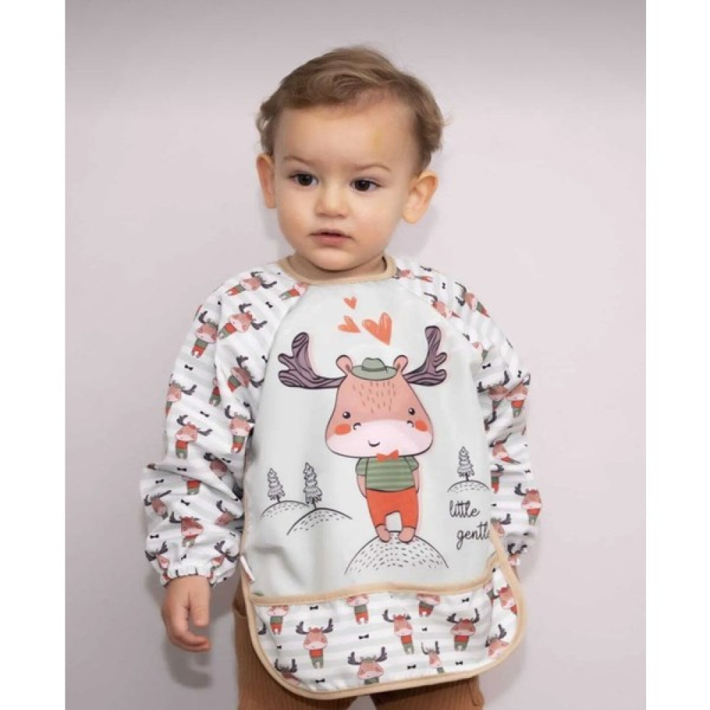 Anp Moda Tasarım Unisex Bebek Geyik Desenli Giyilebilir Uzun Kollu Sıvı Gecirmez Aktivite Hobi Mama Önlüğü - Açık Mavi - Standart Mama Önlüğü Fiyatı