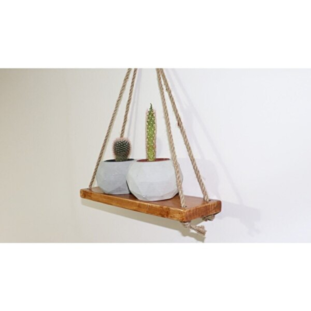 Anra Jüt Halatlı Ahşap Duvar Rafı (Teak) Kitaplık - Duvar Rafı & CD / DVD Rafı Fiyatı