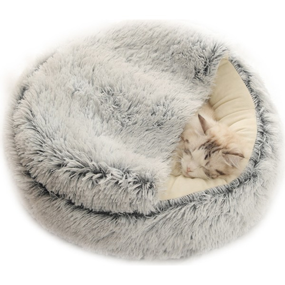 Anself 2-In-1 Yuvarlak Peluş Pet Kedi Köpek Çekyat Kış Sıcak(Yurt Dışından) - Gri Evcil Hayvan Ürünleri Fiyatı