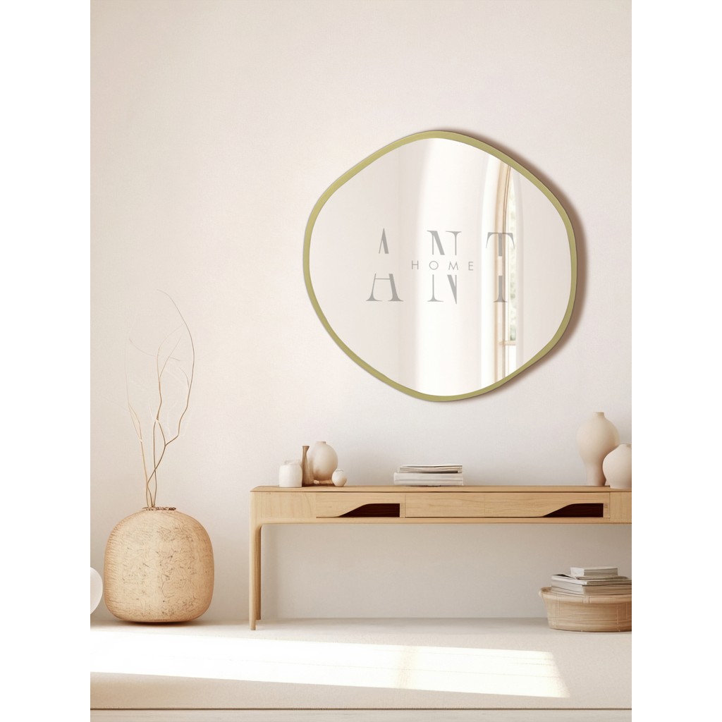 Ant Home Arya Ayna Asimetrik Ayna, Dekoratif Ayna, Duvar Aynası Banyo Aynası Holl Aynası 80CM - Altın Çerçeveli Ayna Fiyatı