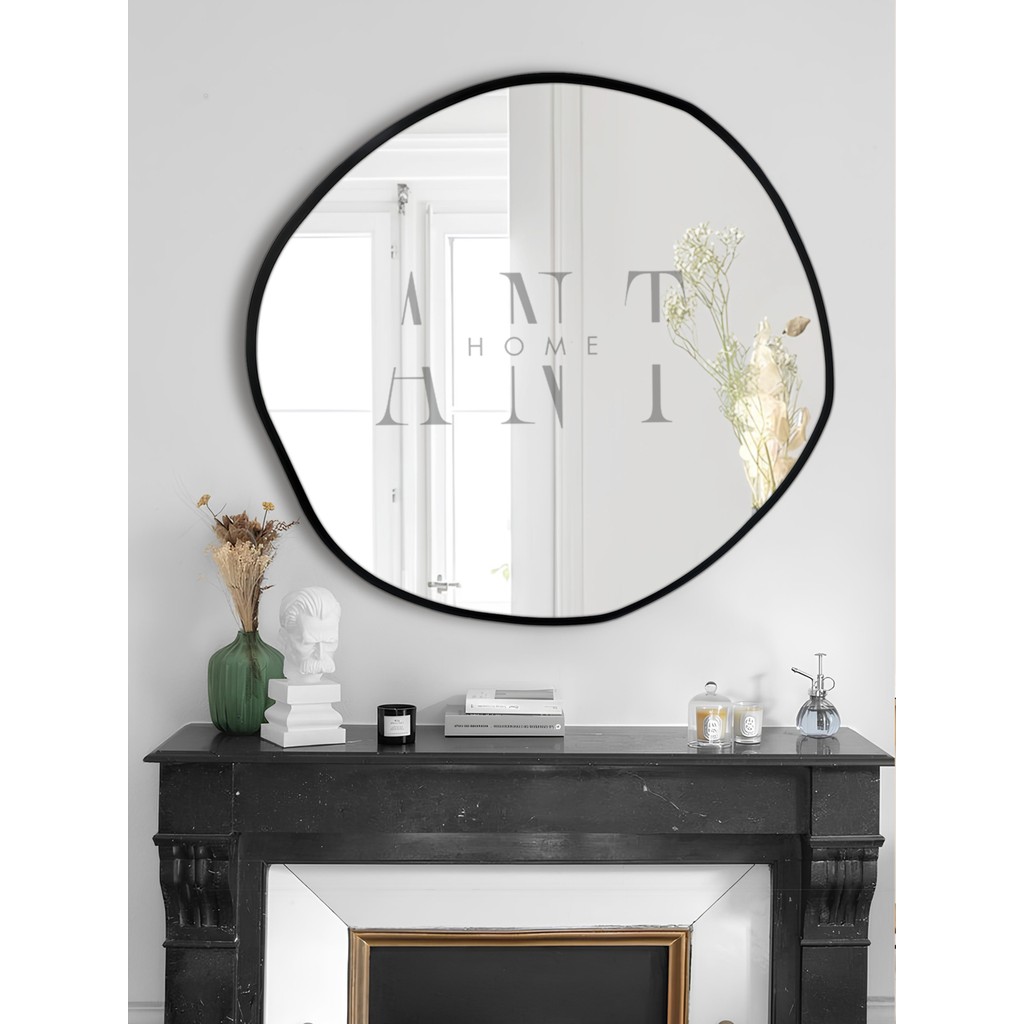 Ant Home Arya Ayna Asimetrik Ayna, Dekoratif Ayna, Duvar Aynası Banyo Aynası Holl Aynası 80CM - Siyah Çerçeveli Ayna Fiyatı