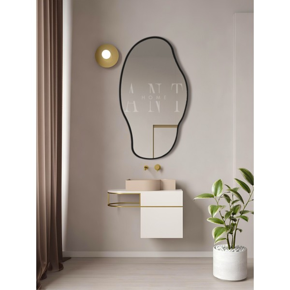 Ant Home Asimetrik Ayna 90 x 50 cm Konsol, Dresuar, Tuvalet Aynası Şişecam Ayna - Siyah Ayna Fiyatı