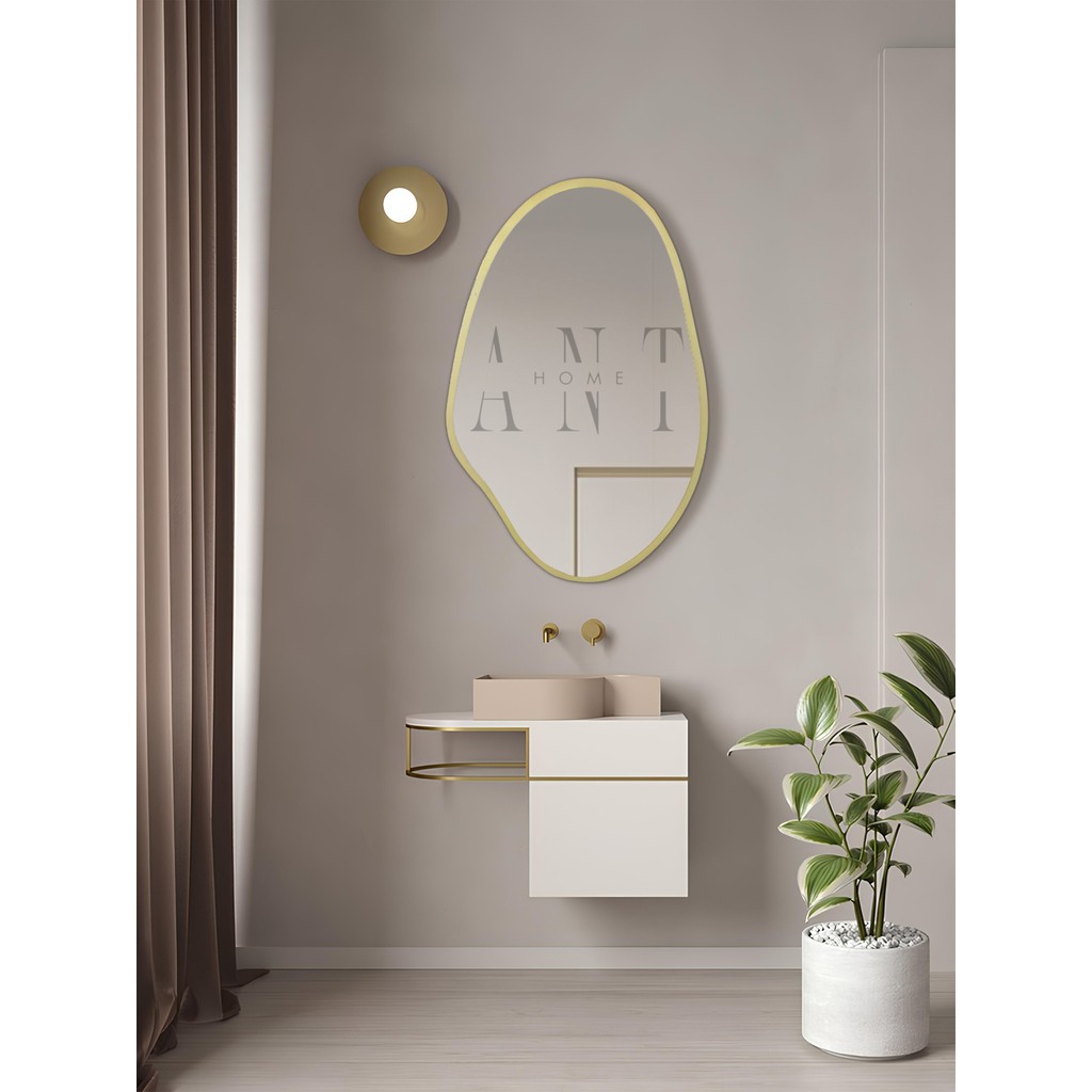 Ant Home Asimetrik Ayna, Konsol Aynası, Dresuar Aynası, Tuvalet Aynası Holl Ayna 1.Ayna 75X50 cm - Altın Çerçeveli Ayna Fiyatı