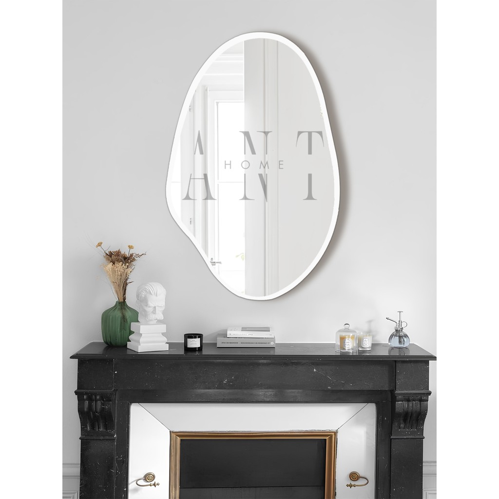 Ant Home Asimetrik Ayna, Konsol Aynası, Dresuar Aynası, Tuvalet Aynası Holl Ayna 1.Ayna 75X50 cm - Beyaz Çerçeveli Ayna Fiyatı