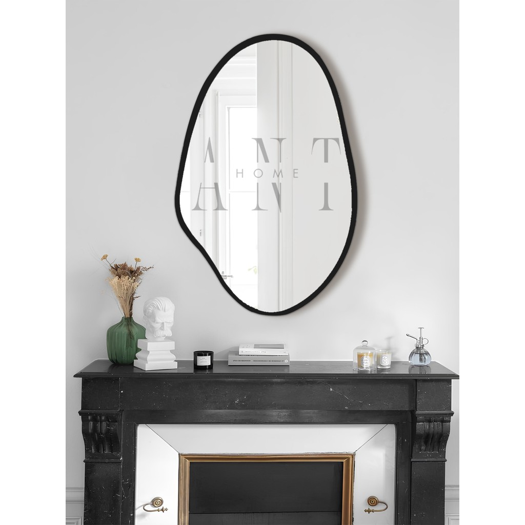 Ant Home Asimetrik Ayna, Konsol Aynası, Dresuar Aynası, Tuvalet Aynası Holl Ayna 1.Ayna 75X50 cm - Siyah Çerçeveli Ayna Fiyatı