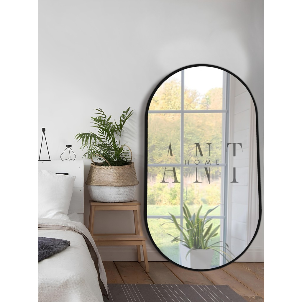 Ant Home Model Alfa Dekoratif Ayna Duvar Aynası Konsol Aynası Banyo Aynası Holl Aynası Mdf Elips Ayna - Siyah Çerçeveli Ayna Fiyatı
