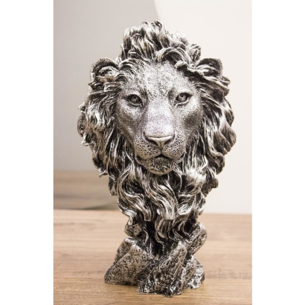 Antakya Sanat Tasarım Aslan Başı Tasarım Biblo 32 cm Aslan Büst Heykel Ev Dekor Hediyelik Eşya Biblo Fiyatı