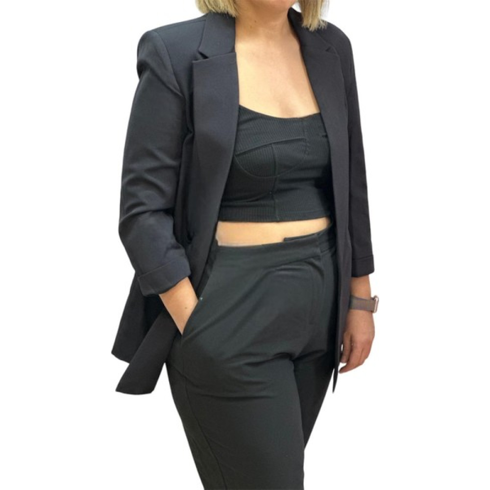 Antalya Şans Butik Kadın Blazer Ceket Siyah Dört Düğmeli Astarlı Duble Kol Bayan Ceket Fiyatı