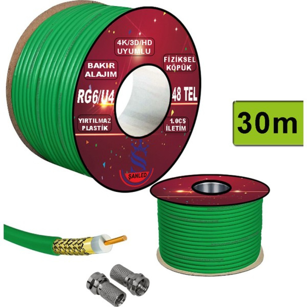 Anten Uydu Kablosu Beyaz/yeşil Rg6 U4 Tv Anten Kablo -5,10,15,20,25,35,40,45,50,55,65,70,75,80,85,90,95,100 - 30 m Uydu Kablosu Fiyatı