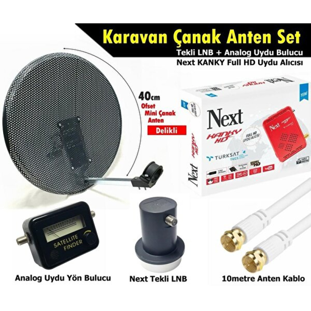 Antenci 40 CM Delikli Karavan Çanak Anten Seti - Next HD Uydu Alıcısı - Analog Uydu Bulucu Çanaklar Fiyatı