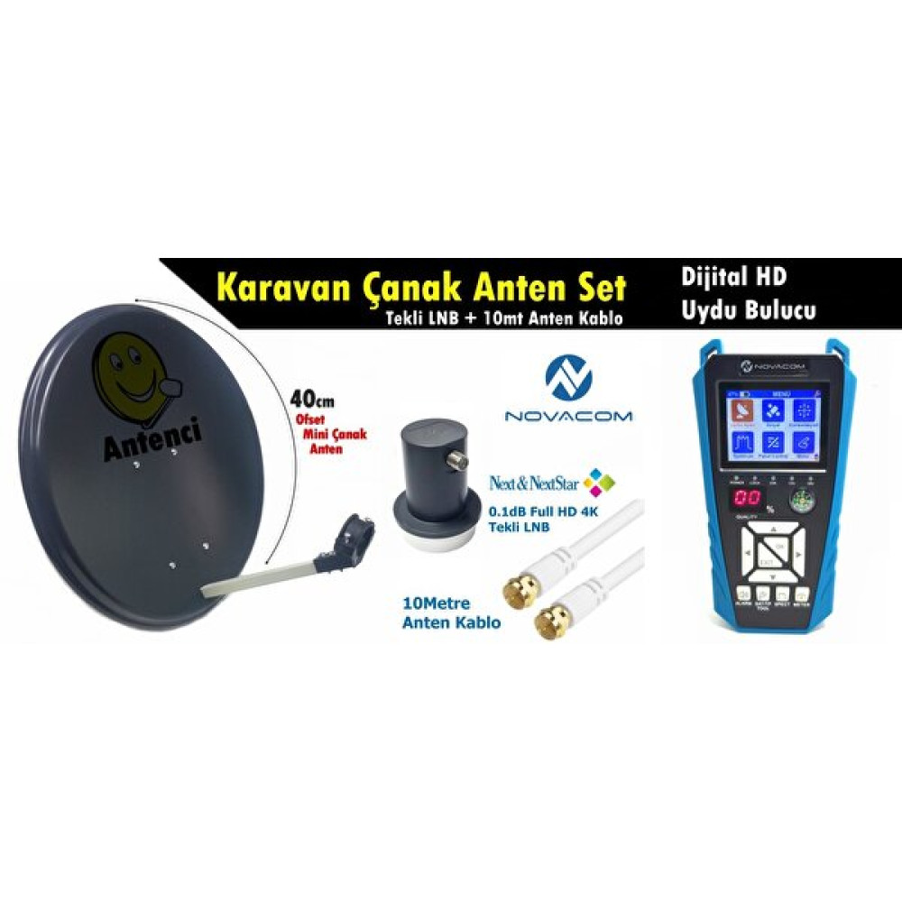 Antenci 40 CM Karavan Çanak Anten Seti - Dijital Full HD Şarjlı Uydu Bulucu Çanaklar Fiyatı