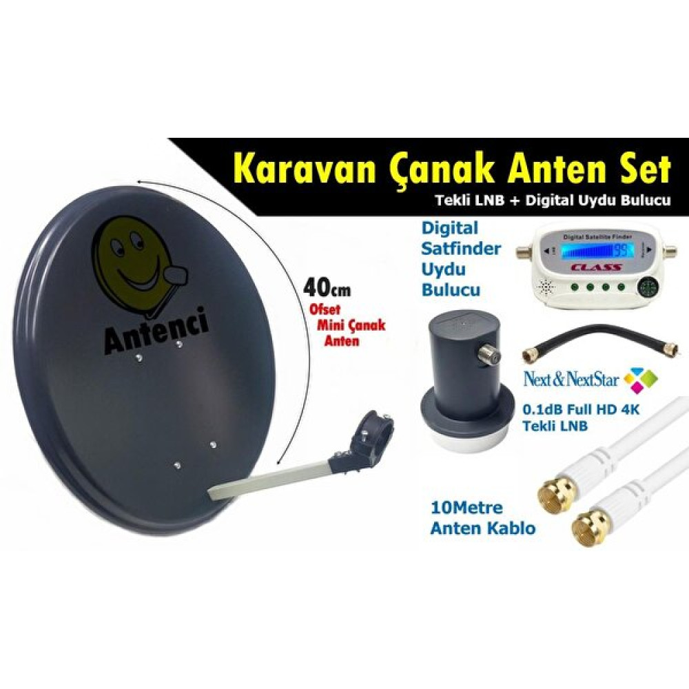 Antenci 40 CM Karavan Çanak Anten Seti + Dijital Uydu Bulucu Çanaklar Fiyatı