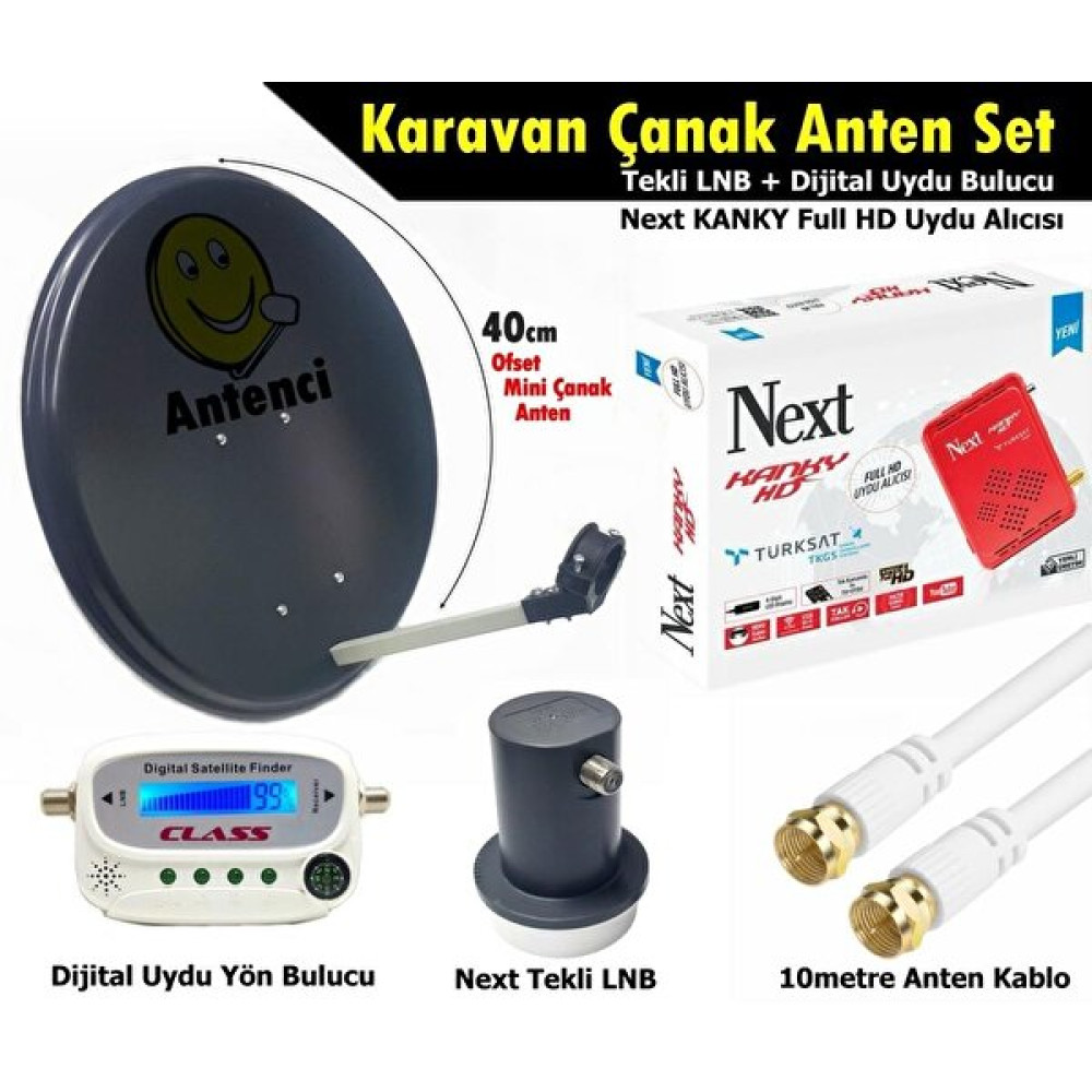 Antenci 40 CM Karavan Çanak Anten Seti - Next HD Uydu Alıcısı - Dijital Uydu Bulucu Çanaklar Fiyatı