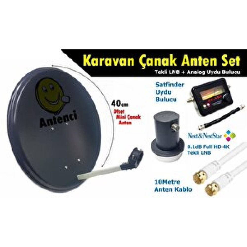 Antenci 40cm Karavan Çanak Anten Seti +analog Uydu Bulucu Uydu Alıcısı Aksesuarları Fiyatı