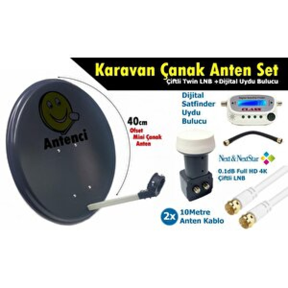 Antenci 40cm Karavan Çanak Anten Seti Next Çiftli Lnb +digital Uydu Bulucu Uydu Alıcısı Aksesuarları Fiyatı