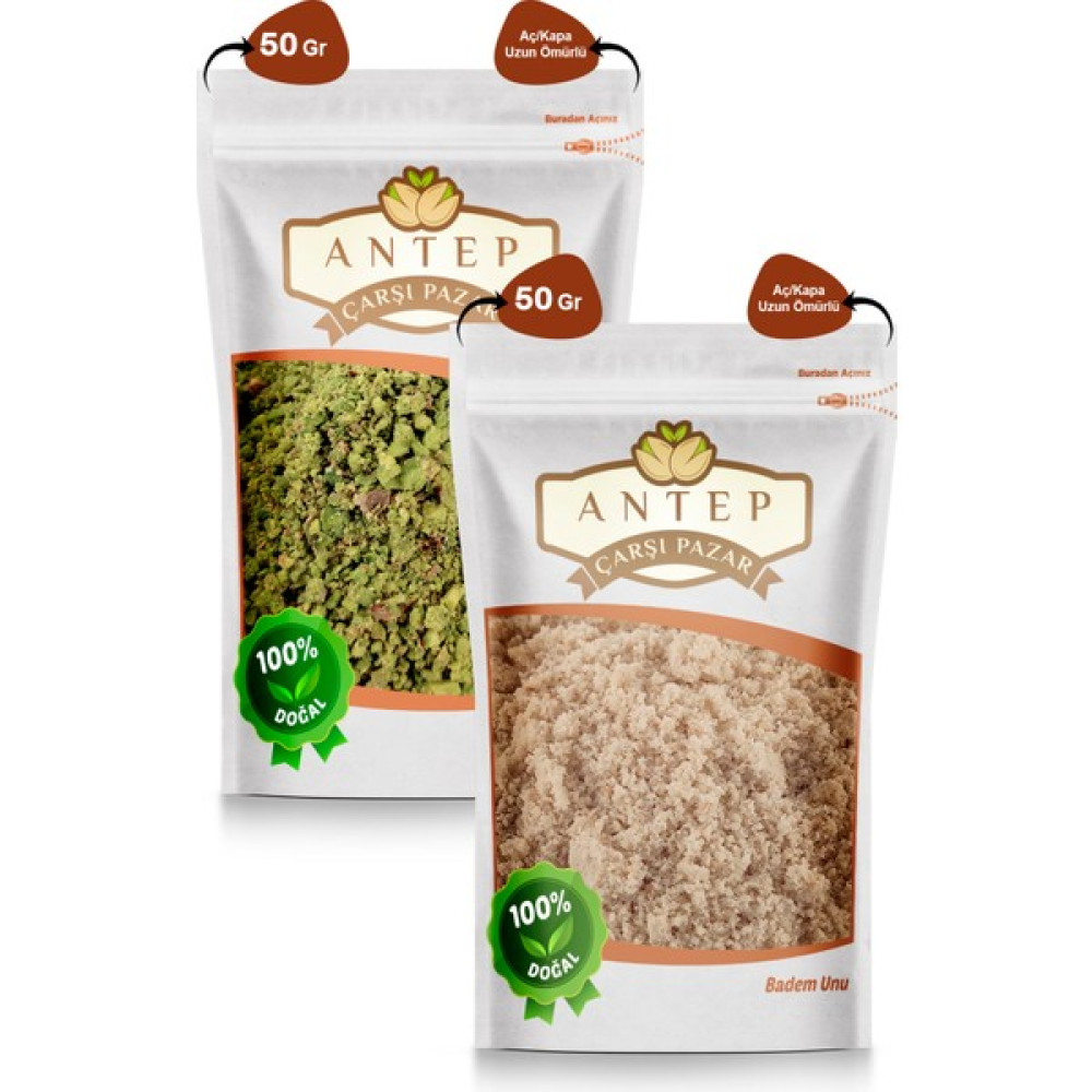 Antep Çarşı Pazar Badem Unu 50 gr Toz Antep Fıstığı 50 gr Kuruyemiş Fiyatı
