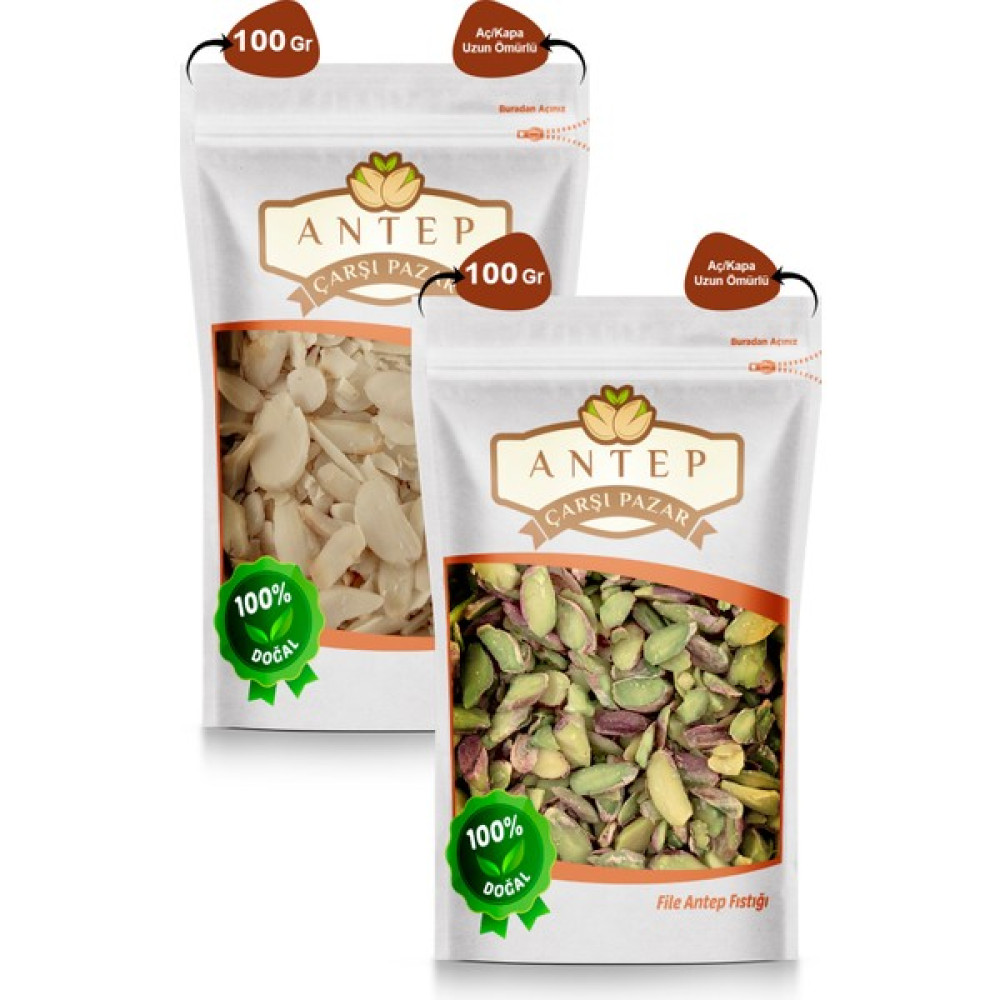 Antep Çarşı Pazar File Antep Fıstığı 100 Gr. | File Badem 100 Gr. - 200 gr Kuruyemiş Fiyatı