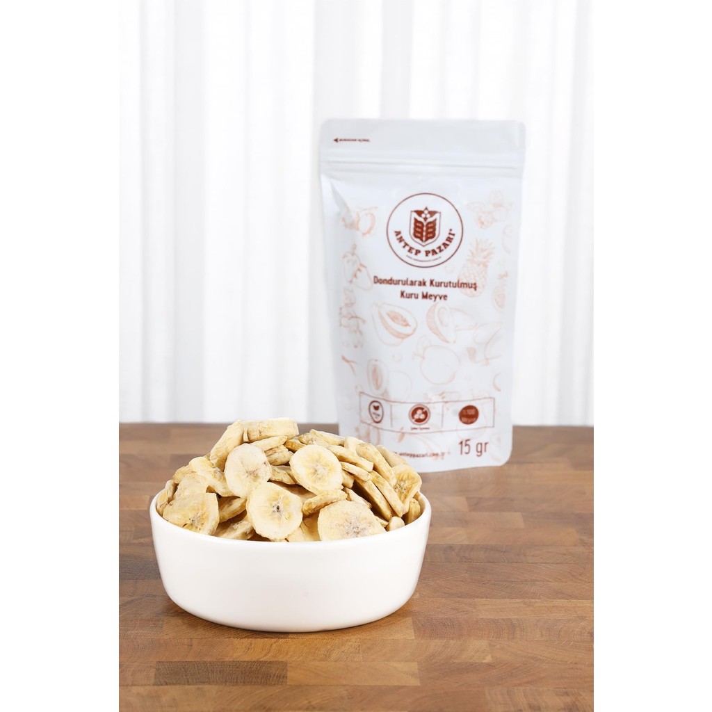 ANTEP PAZARI Muz Kurusu Meyve Cipsi - Dondurularak Kurutulmuş Freeze Dried Çıtır Muz -15 gr - 15 gr Kuru Meyve Fiyatı
