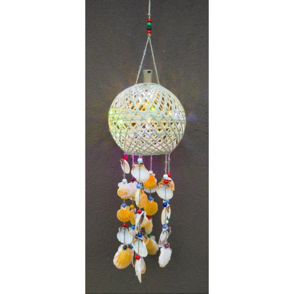 Antioch Artdesign Renkli LED Işıklı Deniz Kabuklu 75 cm Rüzgar Çanı Duvar Bahçe Balkon Süsü Ev Dekor Hediyelik Eşya Dekoratif Bahçe Ürünleri Fiyatı