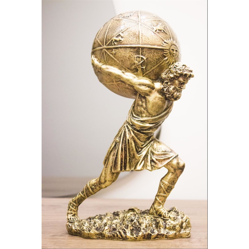 Antiochia Mobilya & Design Atlas Biblo Özel Tasarım Gold Heykel 30 cm Ev Dekor Biblo Fiyatı